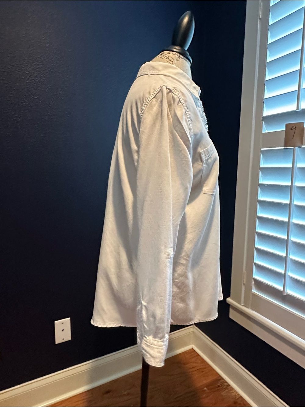 Chico's White Button Up Frayed Edge Shirt - Picture 5 of 10